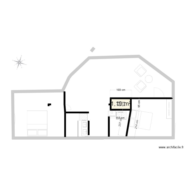 plan maison st lunaire. Plan de 5 pièces et 60 m2