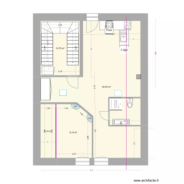 Montalieu chambre bureau Sdb cuisine. Plan de 4 Pièces et 66 m² Montalieu chambre bureau Sdb cuisine. Plan de 4 Pièces et 66 m²