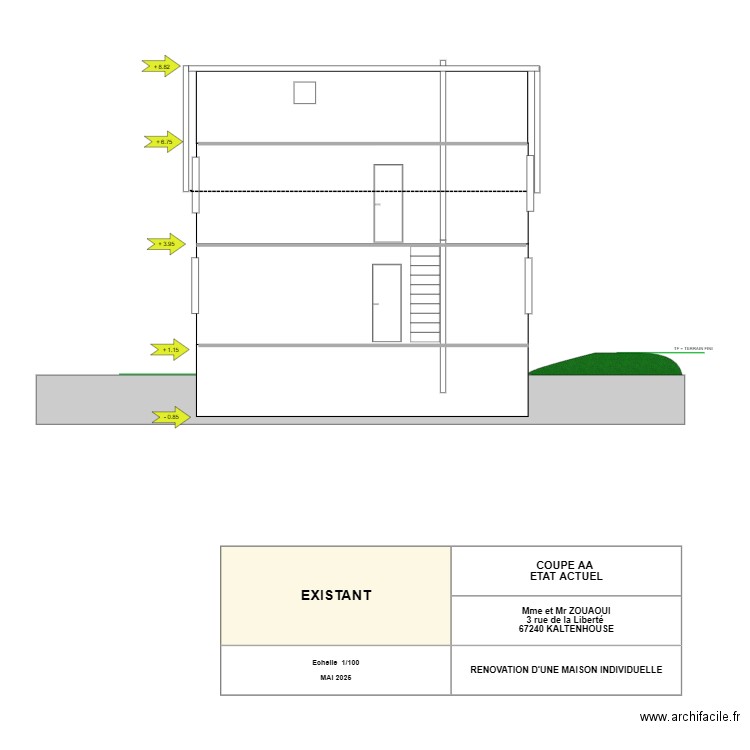 ZOUAOUI COUPE AA  ETAT ACTUEL. Plan de 0 pièce et 0 m2
