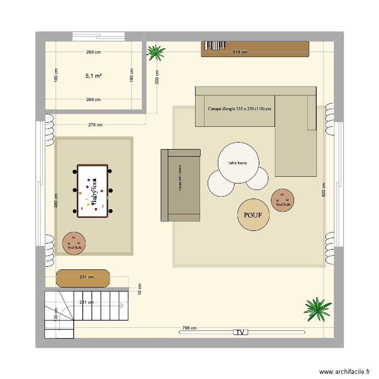 Cinema room V2. Plan de 2 pièces et 65 m2