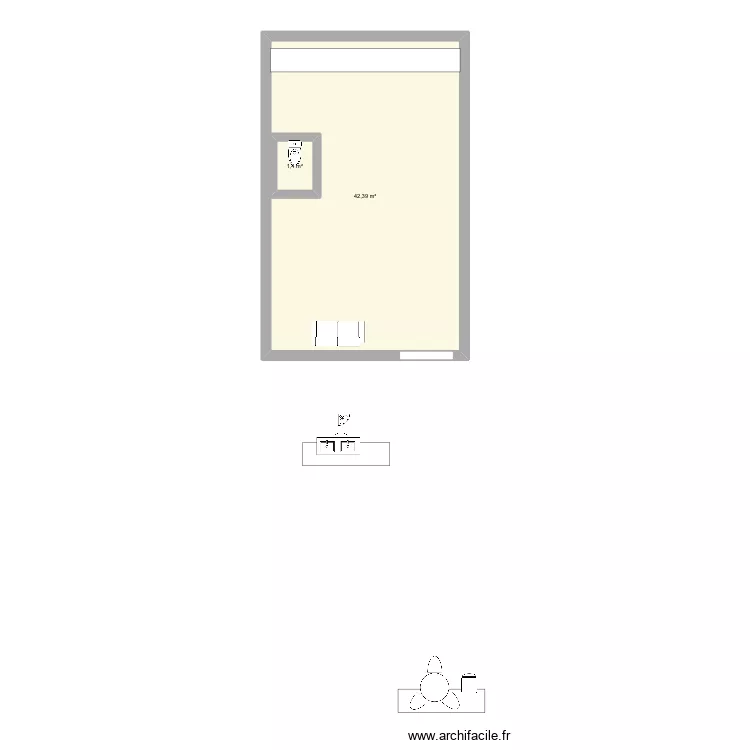 salon. Plan de 2  et 46 m²