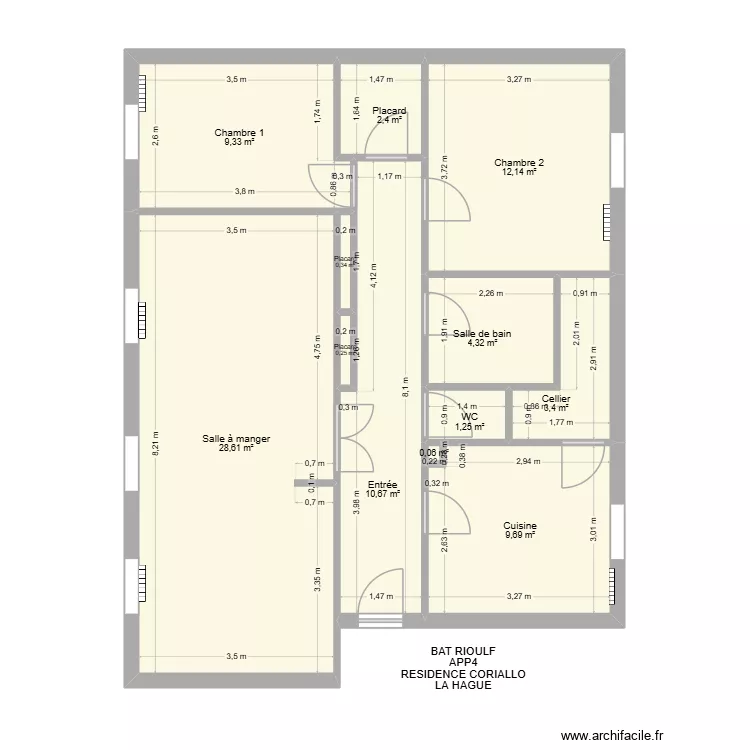 BAT RIOULF APP4. Plan de 12  et 82 m²