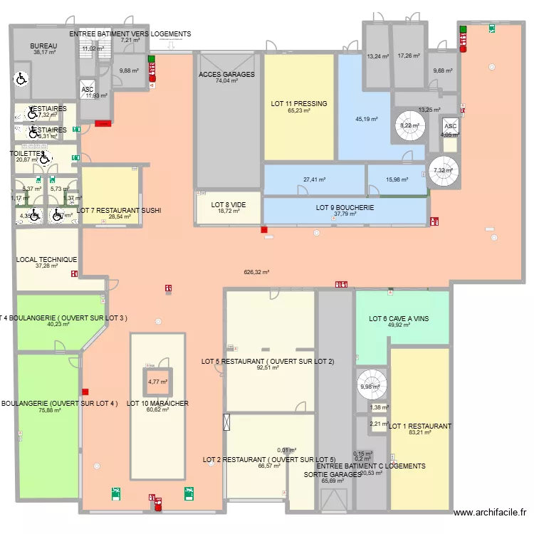 halle senequier AVANT TRAVAUX surface. Plan de 47 et 1844 m² halle senequier AVANT TRAVAUX surface. Plan de 47 et 1844 m²