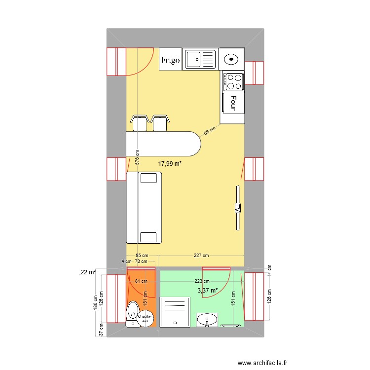 Studio aménagé cité Henri. Plan de 0 pièce et 0 m2
