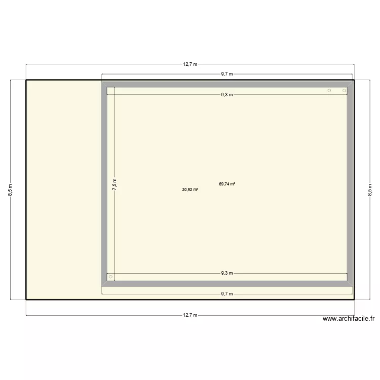 D/FF1. Plan de 2 pièces et 177 m²