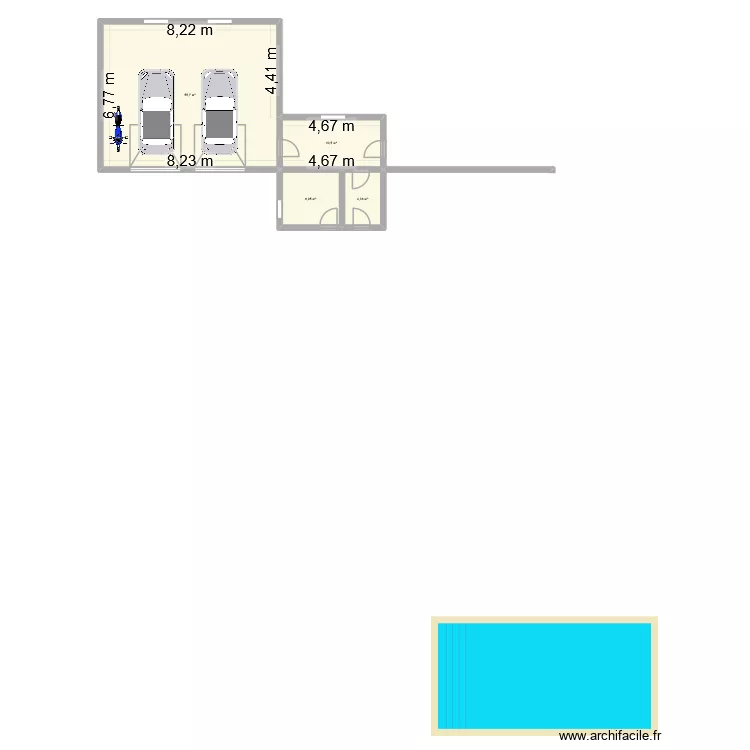 Maison. Plan de 4  et 77 m²