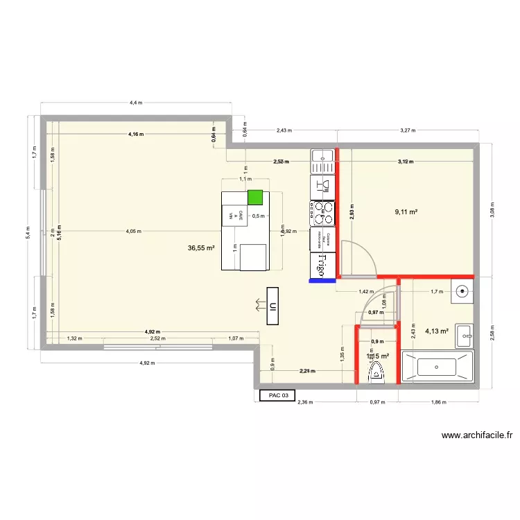 BIARRITZ. Plan de 4 Pièces et 51 m²