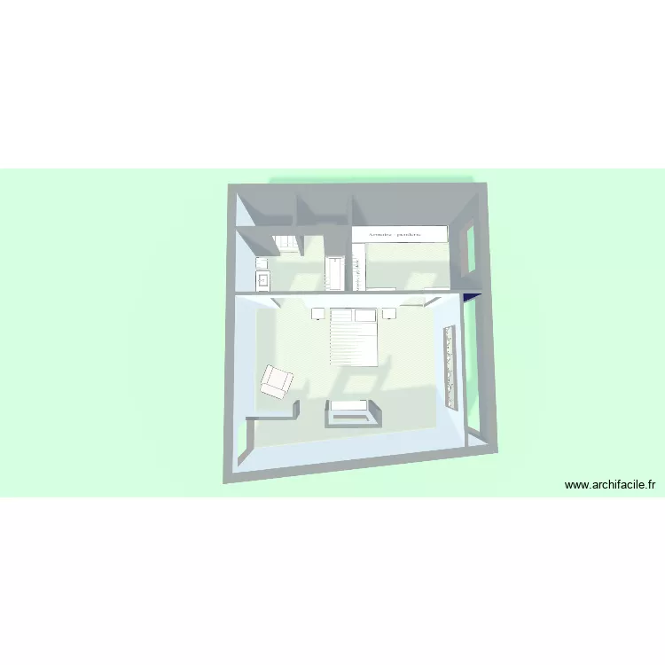 Suite parentale. Plan de 3 et 46 m² Suite parentale. Plan de 3 et 46 m²