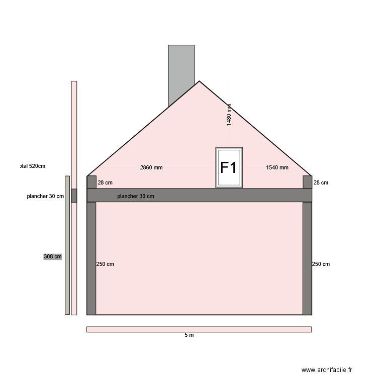 pignon droite avant travaux. Plan de 0 pièce et 0 m2