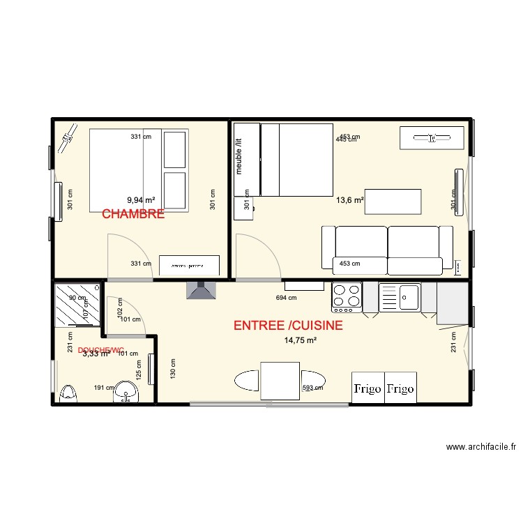 plan MAISON CHATEAU SUR LOIR 8. Plan de 4 pièces et 42 m2