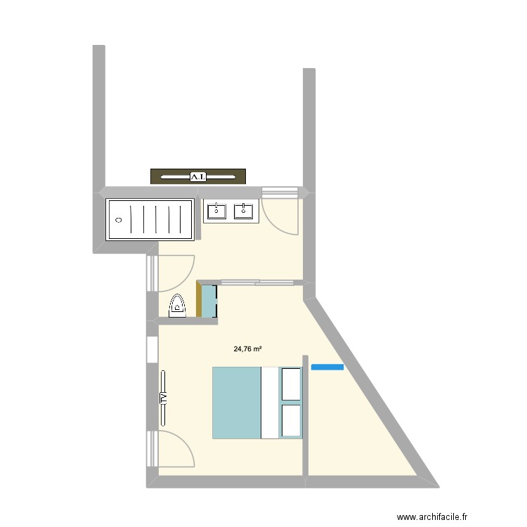 SALLE D'EAU. Plan de 1 pièce et 25 m2