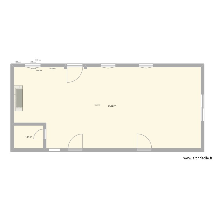 SALON LOUE. Plan de 2 pièces et 99 m2
