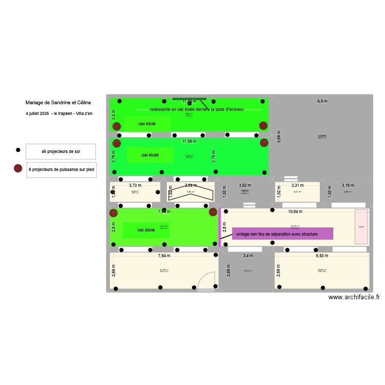 le trapéen2. Plan de 13 pièces et 228 m2