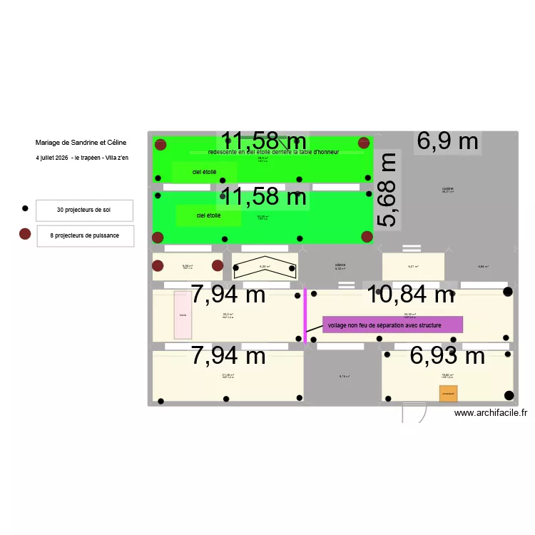 le trap&eacute;en2. Plan de 13  et 228 m²