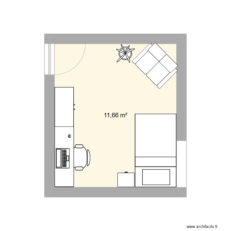 CHAMBRE. Plan de 1 pièce et 12 m2