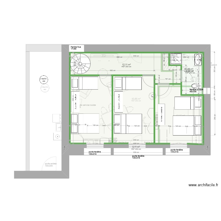 plan 3.4. Plan de 7 pièces et 159 m2