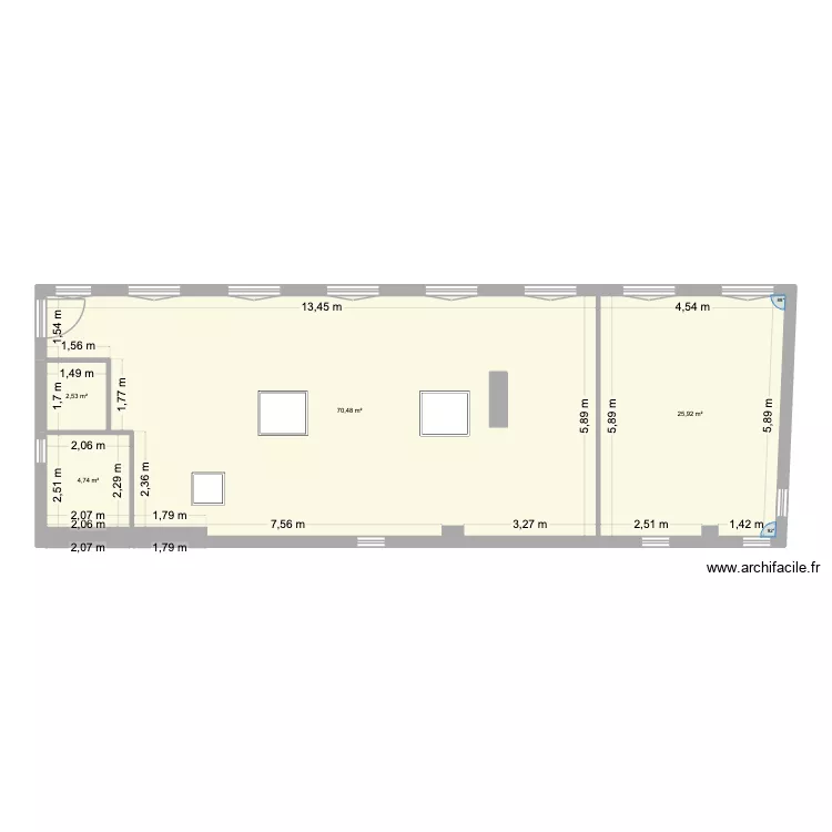 Plan 134 actuel. Plan de 4  et 104 m²