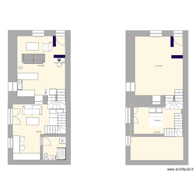 LYVET DOULLET SALON CUISINE 2. Plan de 5 pièces et 122 m2