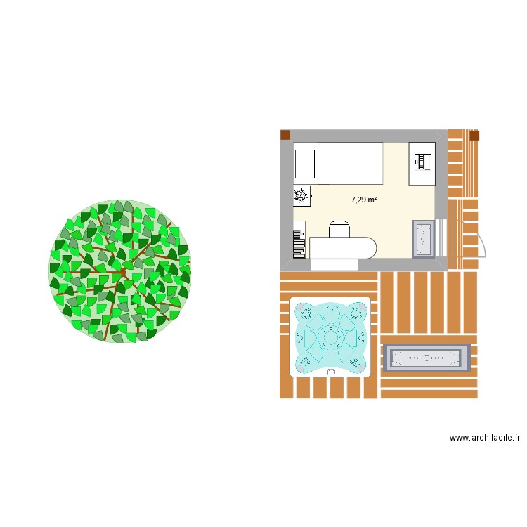 CABANE SAM. Plan de 1 pièce et 7 m2