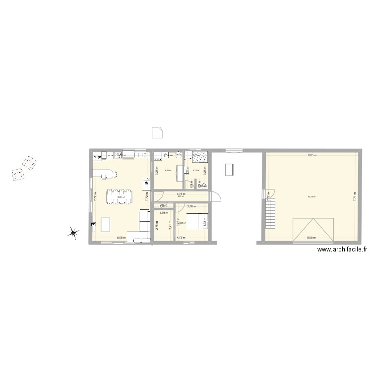 MAIISON 2. Plan de 7 pièces et 136 m2