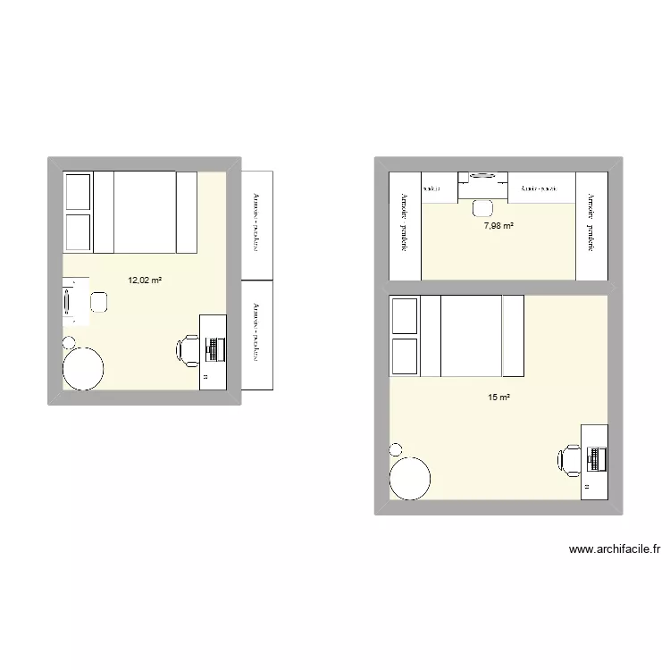 PLAN CHAMBRE LA. Plan de 3  et 35 m²
