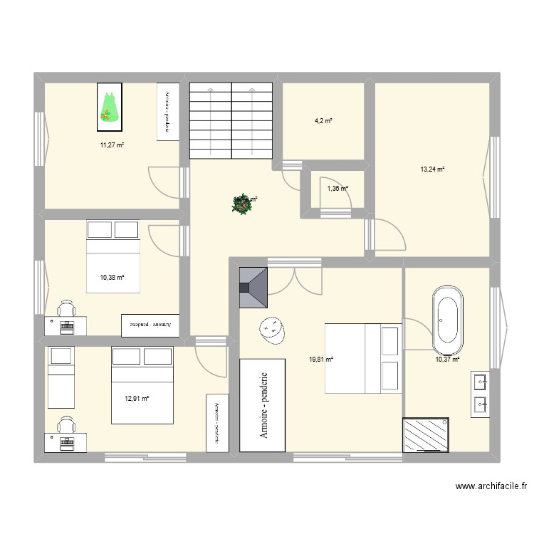 Aime R+1 avec meuble. Plan de 11 pièces et 102 m2