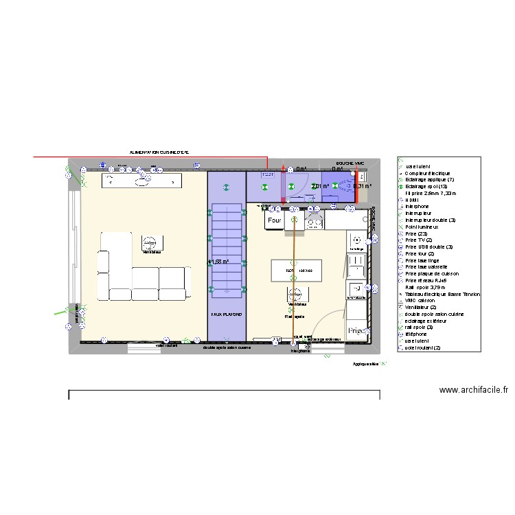 OLI SALON CUISINE 2. Plan de 5 pièces et 44 m2