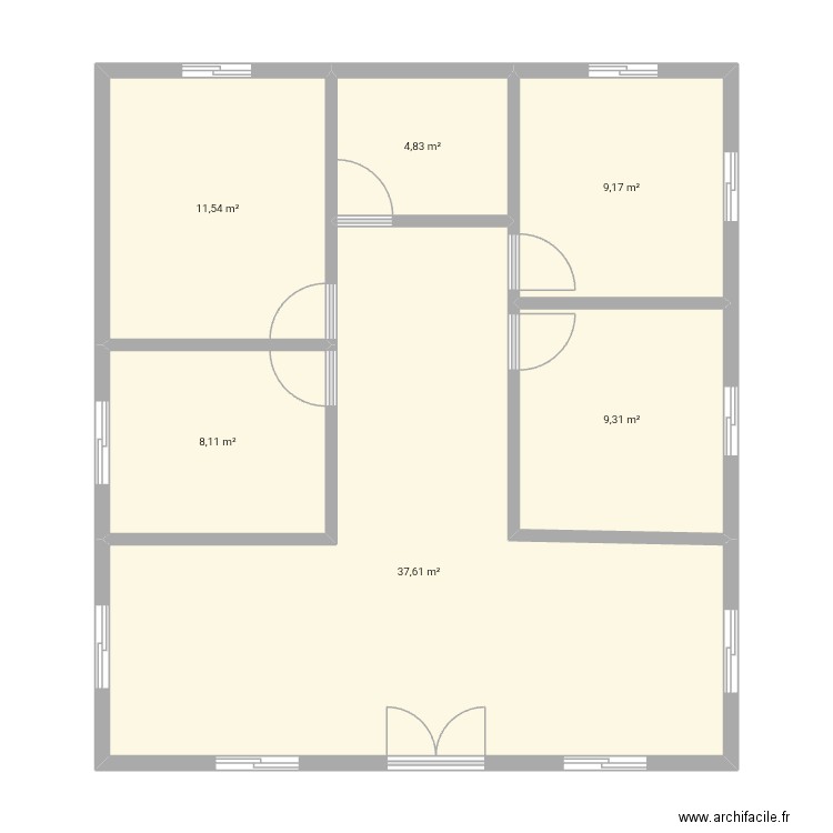Bir jdid. Plan de 6 pièces et 81 m2