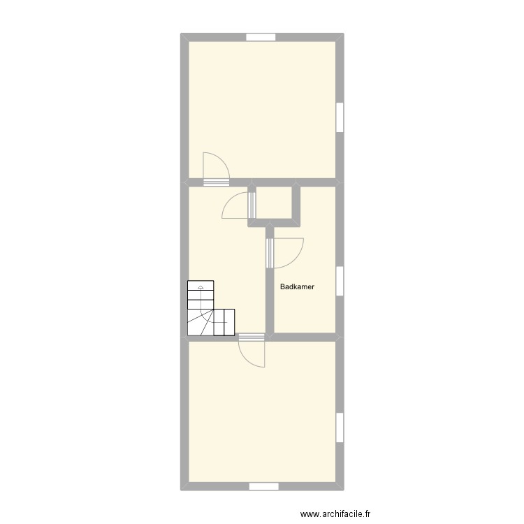 Otegem - Ooigemstraat 29 - bovenverdieping. Plan de 5 pièces et 44 m2