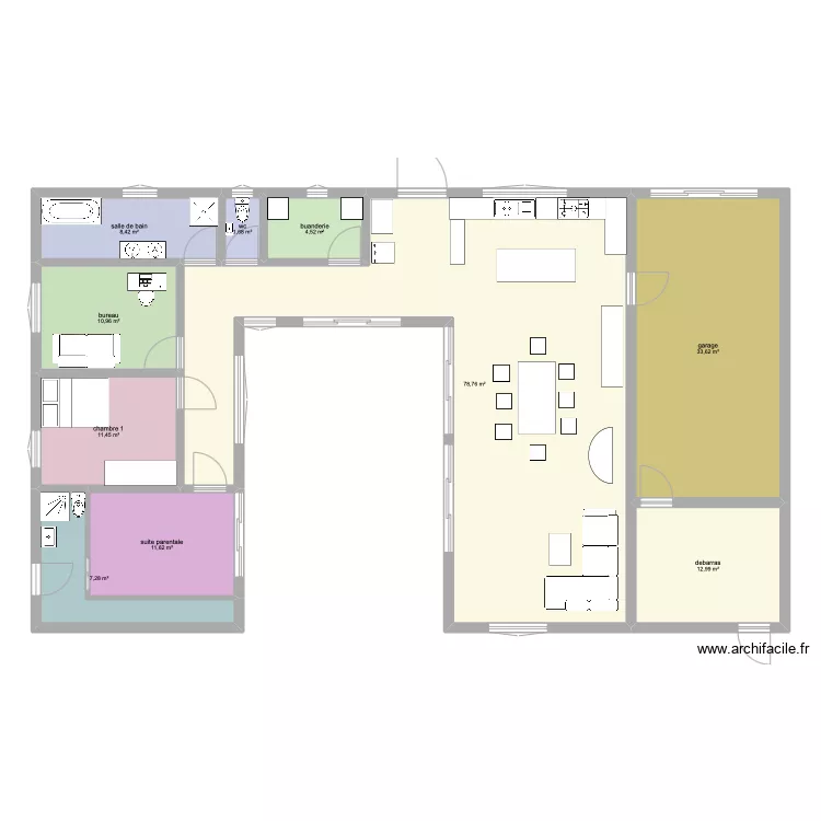 MAISON EN U PISCINE. Plan de MAISON EN U PISCINE. Plan de