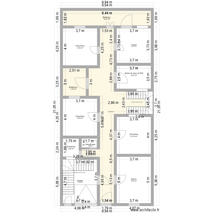 plan015. Plan de 12 pièces et 175 m2