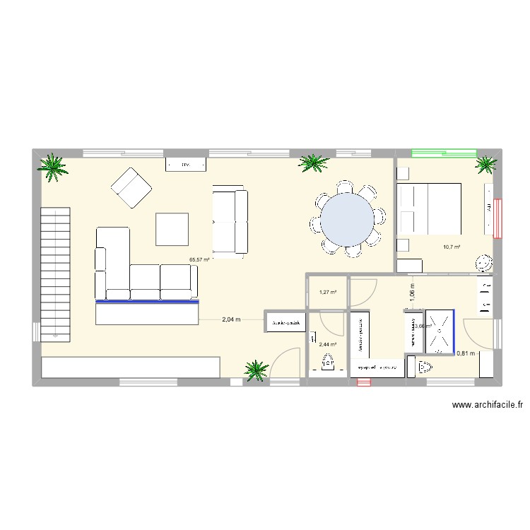 Villa Grasse - RDC. Plan de 5 pièces et 94 m2