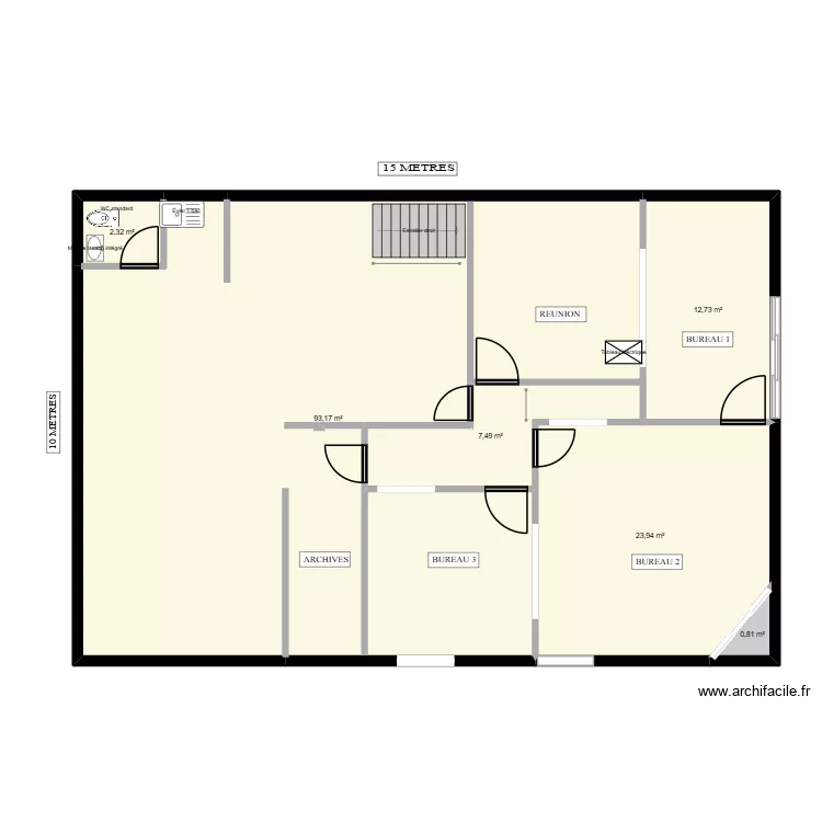 AIZ2000 ETAGE. Plan de 6  et 140 m²