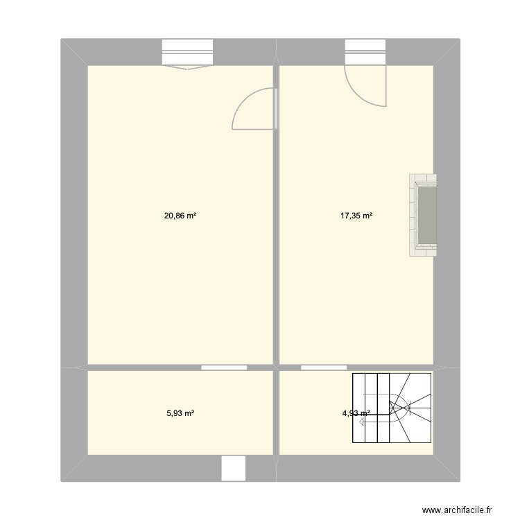 Logement 1 RDC Barsac. Plan de 4 pièces et 49 m2