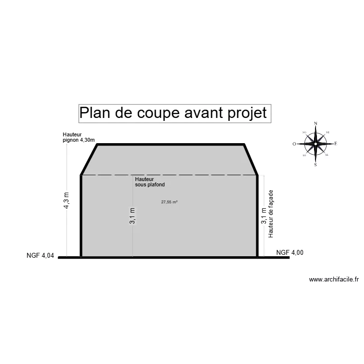 PLAN DE COUPE avant projet. Plan de 