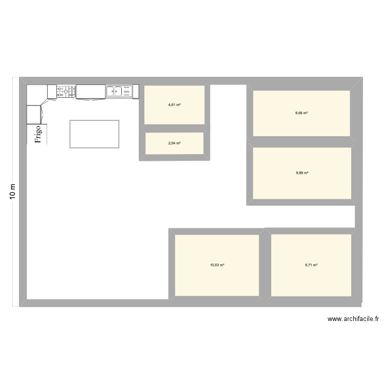 PAUL AYE. Plan de 6 pièces et 45 m2