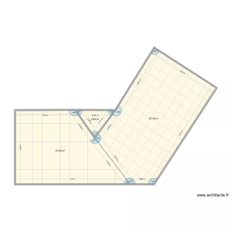 terrasse truch. Plan de 3  et 67 m²