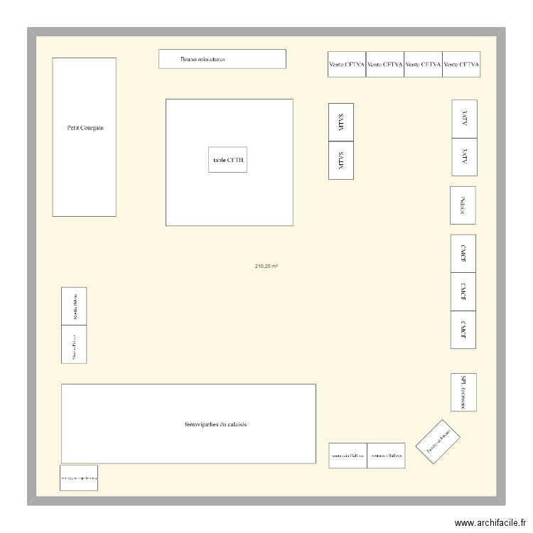 chapiteau Arques. Plan de 1 pièce et 210 m2