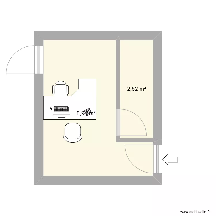 Bureau RR Colombes Colbert. Plan de 2  et 12 m²