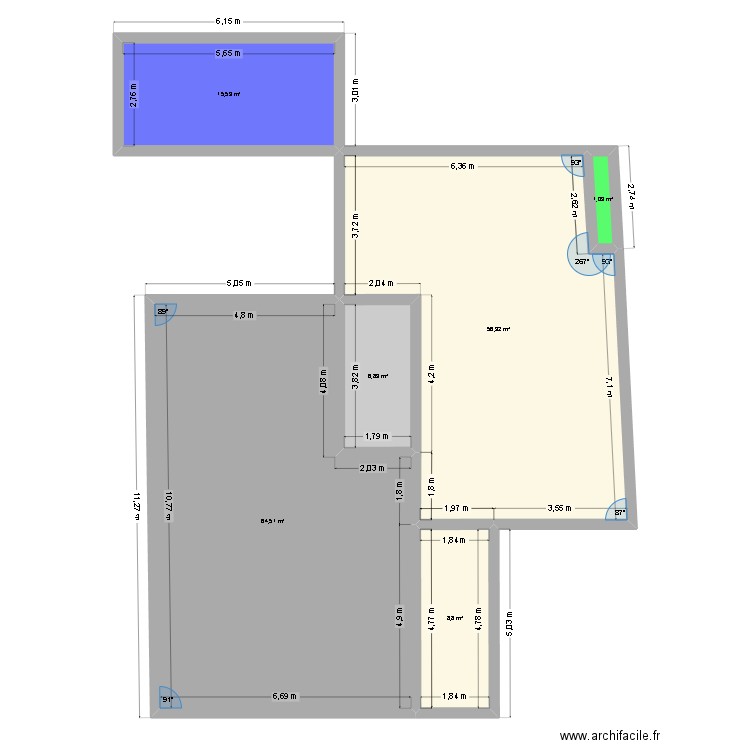 TERRASSE BETON. Plan de 6 pièces et 154 m2
