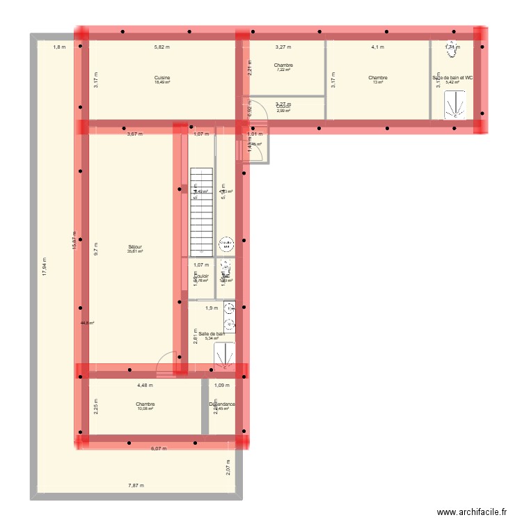 Gomber. Plan de 15 pièces et 159 m2