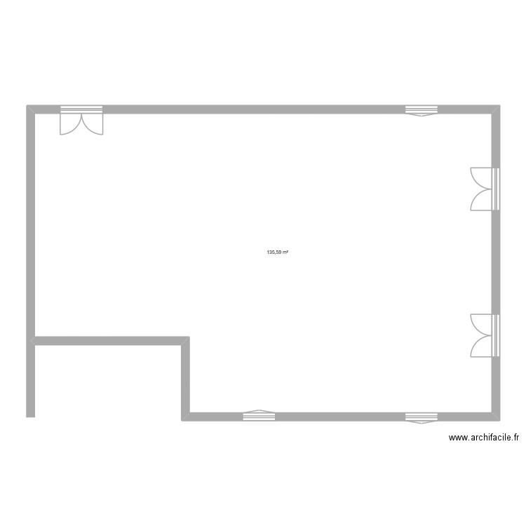 Hangar Bressaucourt. Plan de 1 pièce et 136 m2