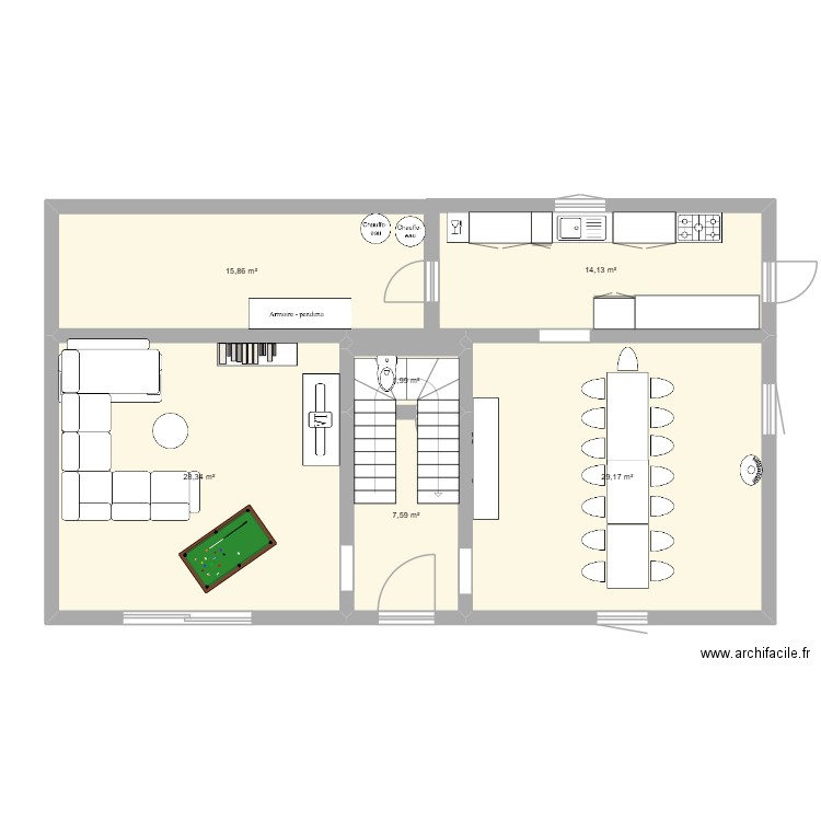 bas gite. Plan de 6 pièces et 97 m2