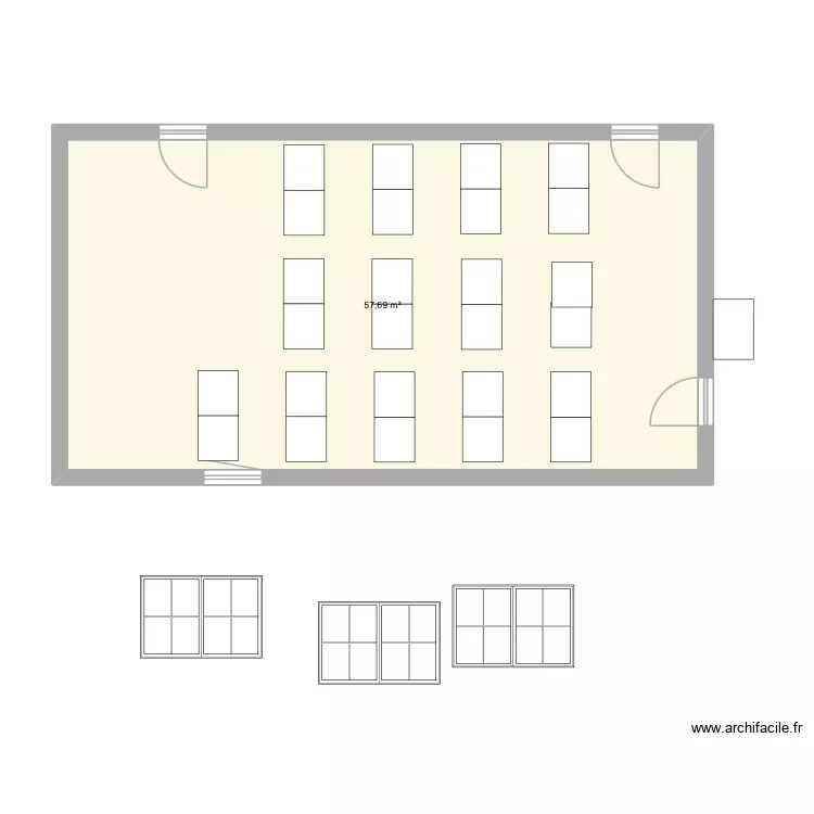 Projet 1PE. Plan de 1 Pièce et 58 m² Projet 1PE. Plan de 1 Pièce et 58 m²