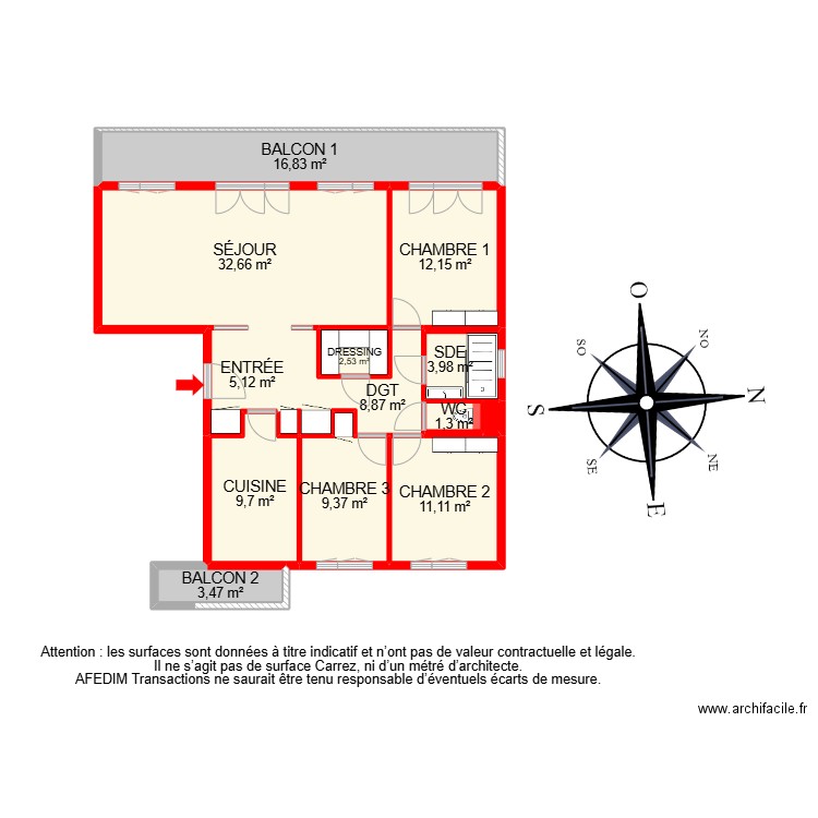 BI 28986. Plan de 13 pièces et 117 m2