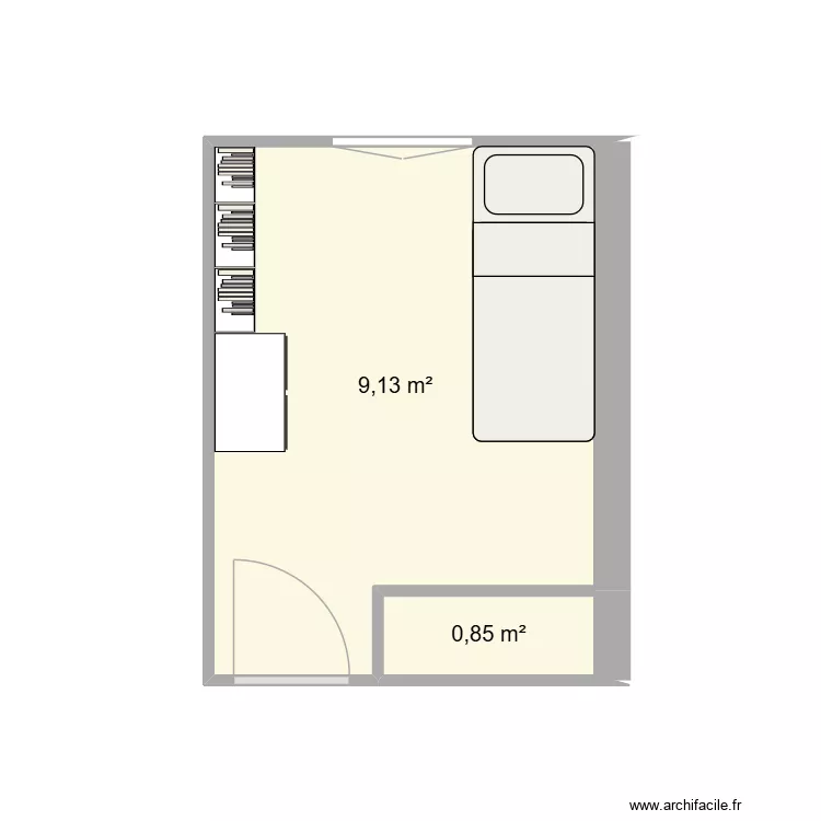 Chambre Gabi. Plan de 2 Pièces et 10 m² Chambre Gabi. Plan de 2 Pièces et 10 m²
