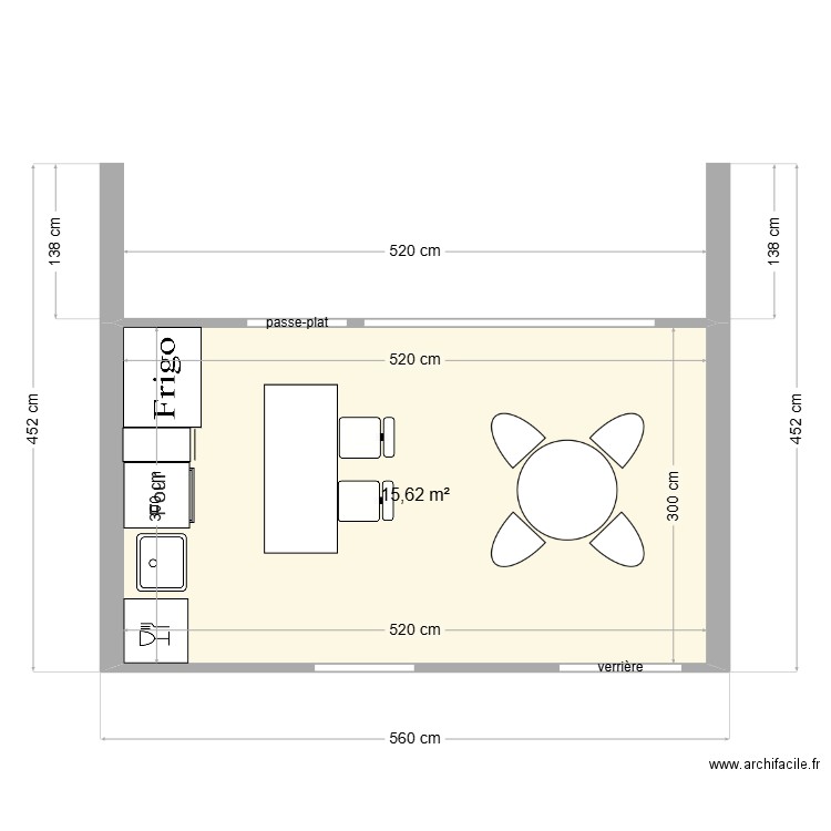 projet Pelletier. Plan de 1 pièce et 16 m2