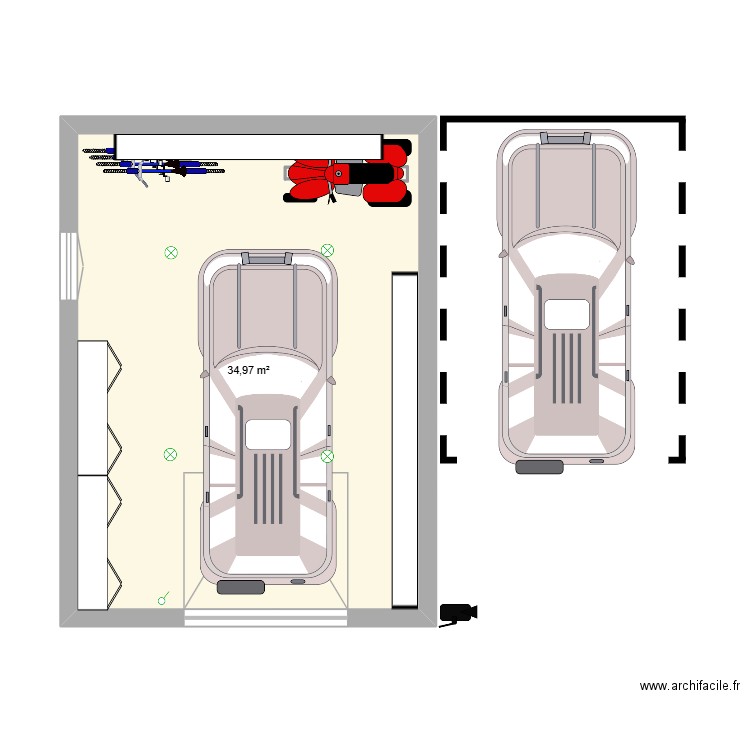 Garage. Plan de 1 pièce et 35 m2