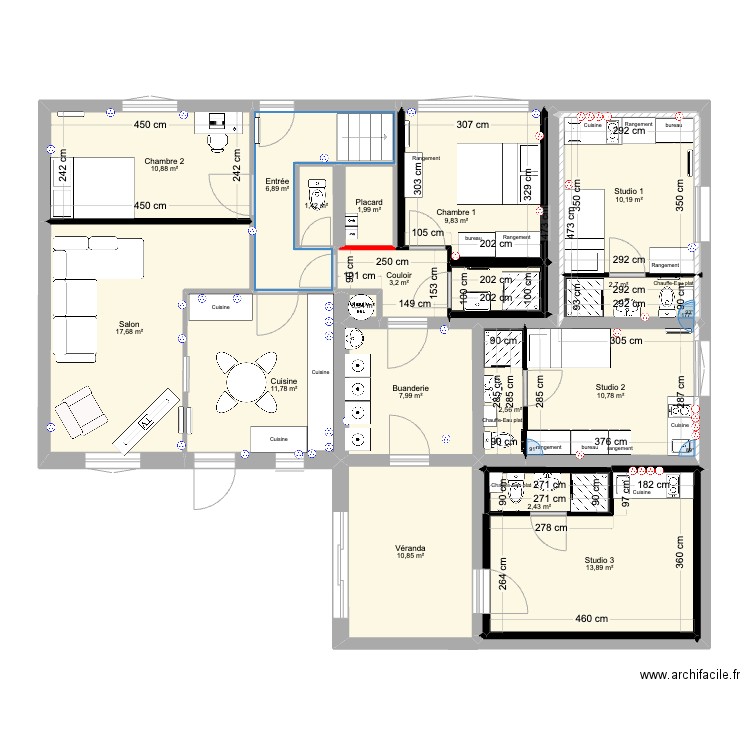 Lamartine final. Plan de 27 pièces et 128 m2