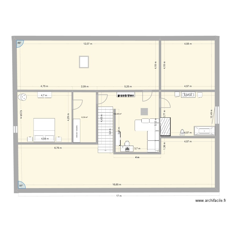 grenier messancy. Plan de 2 pièces et 201 m2